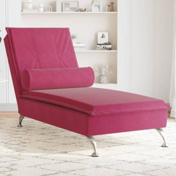 ARDEBO.de - Massage-Chaiselongue mit Nackenrolle Weinrot Samt