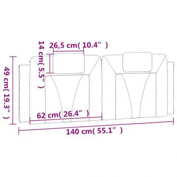 Kopfteil-Kissen Cappuccino-Braun 140 cm Kunstleder