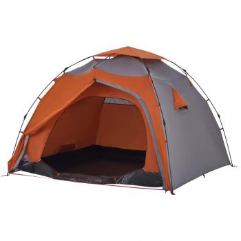 Kuppel-Campingzelt 4 Personen Grau und Orange Quick Release