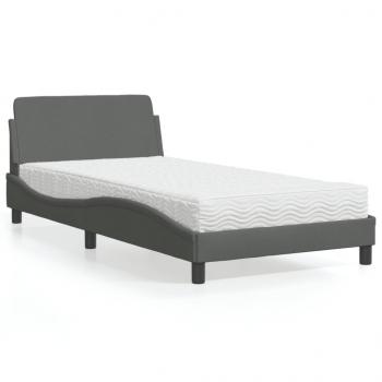 ARDEBO.de - Bett mit Matratze Dunkelgrau 100x200 cm Stoff