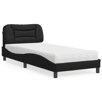 ARDEBO.de - Bett mit Matratze Schwarz 80x200 cm Kunstleder