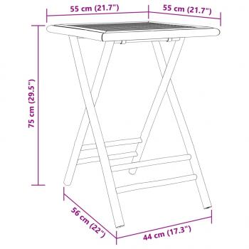 3-tlg. Bistro-Set Klappbar mit Cremeweißen Kissen Bambus