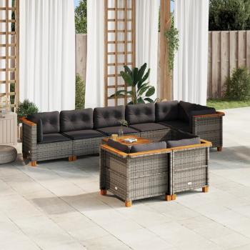 ARDEBO.de - 9-tlg. Garten-Sofagarnitur mit Kissen Grau Poly Rattan