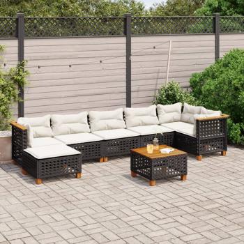 ARDEBO.de - 8-tlg. Garten-Sofagarnitur mit Kissen Schwarz Poly Rattan