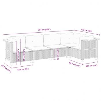 5-tlg. Garten-Sofagarnitur mit Kissen Schwarz Poly Rattan