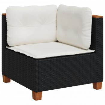 5-tlg. Garten-Sofagarnitur mit Kissen Schwarz Poly Rattan