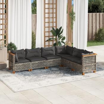 ARDEBO.de - 6-tlg. Garten-Sofagarnitur mit Kissen Grau Poly Rattan