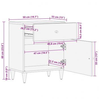 Nachttisch 50x33x60 cm Massivholz Mango