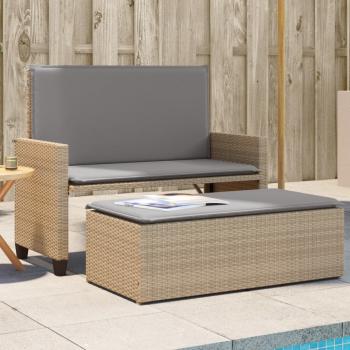 ARDEBO.de - Gartenbank mit Kissen und Hocker Beige Poly Rattan