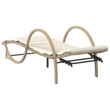 Sonnenliegen 2 Stk. mit Auflagen Beige Poly Rattan