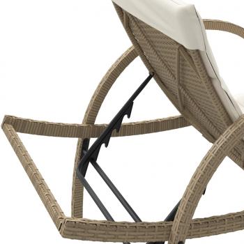 Sonnenliegen 2 Stk. mit Auflagen Beige Poly Rattan