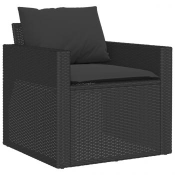 6-tlg. Garten-Sofagarnitur mit Kissen Schwarz Poly Rattan