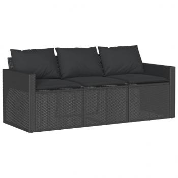 6-tlg. Garten-Sofagarnitur mit Kissen Schwarz Poly Rattan