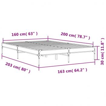 Bettgestell Sonoma-Eiche 160x200 cm Holzwerkstoff und Metall