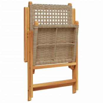 Gartenstuhl Verstellbar 6 Stk. Beige Poly Rattan Massivholz