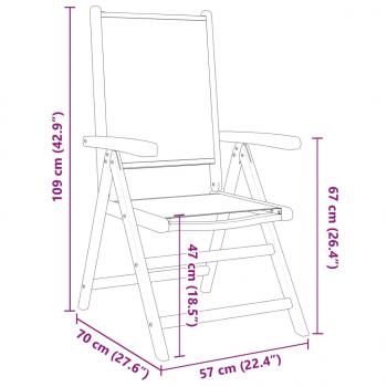 Gartenstuhl Verstellbar 4 Stk. Cremeweiß Stoff und Massivholz