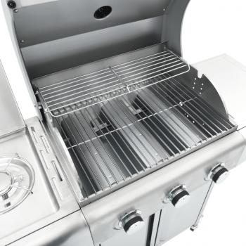 Gasgrill mit 4 Flammen Silbern Edelstahl