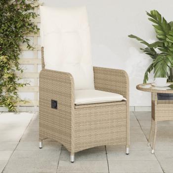 ARDEBO.de - Gartensessel mit Kissen Verstellbar Beige Poly Rattan