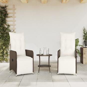 Outdoor-Lehnstühle 2 Stk. mit Tisch Braun Poly Rattan