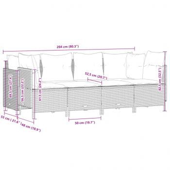 5-tlg. Garten-Sofagarnitur mit Kissen Hellgrau Poly Rattan