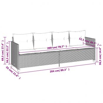 5-tlg. Garten-Sofagarnitur mit Kissen Hellgrau Poly Rattan