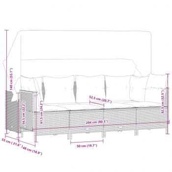 5-tlg. Garten-Sofagarnitur mit Kissen Beige Poly Rattan