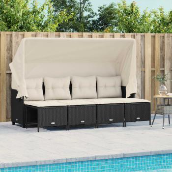 ARDEBO.de - 5-tlg. Garten-Sofagarnitur mit Kissen Schwarz Poly Rattan