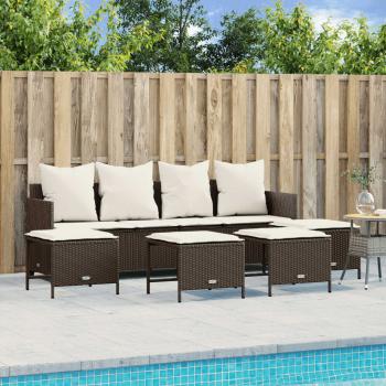 ARDEBO.de - 5-tlg. Garten-Sofagarnitur mit Kissen Braun Poly Rattan