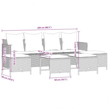 5-tlg. Garten-Sofagarnitur mit Kissen Braun Poly Rattan