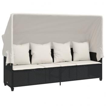 5-tlg. Garten-Sofagarnitur mit Kissen Schwarz Poly Rattan