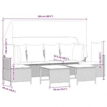 5-tlg. Garten-Sofagarnitur mit Kissen Schwarz Poly Rattan