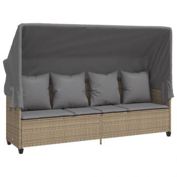 5-tlg. Garten-Sofagarnitur mit Kissen Beige Poly Rattan