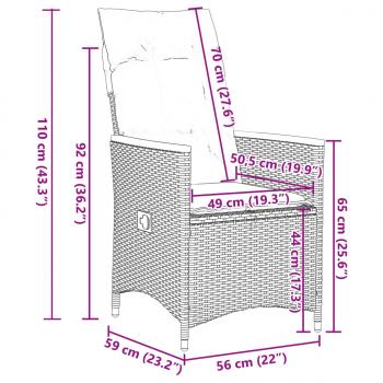 9-tlg. Garten-Essgruppe mit Kissen Schwarz Poly Rattan