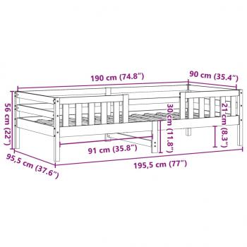 Massivholzbett ohne Matratze Wachsbraun 90x190 cm Kiefernholz