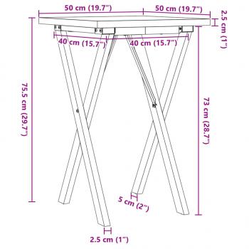 Esstisch X-Gestell 50x50x75,5cm Massivholz Kiefer und Gusseisen