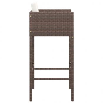 Barhocker 4 Stk. mit Kissen Braun Poly Rattan