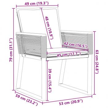 Gartenstühle mit Kissen 4 Stk. Schwarz Poly Rattan