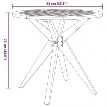 Gartentisch Rund Ø85x75 cm Massivholz Akazie