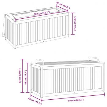 Gartenbox 110x45x42/53 cm Massivholz Akazie und Stahl