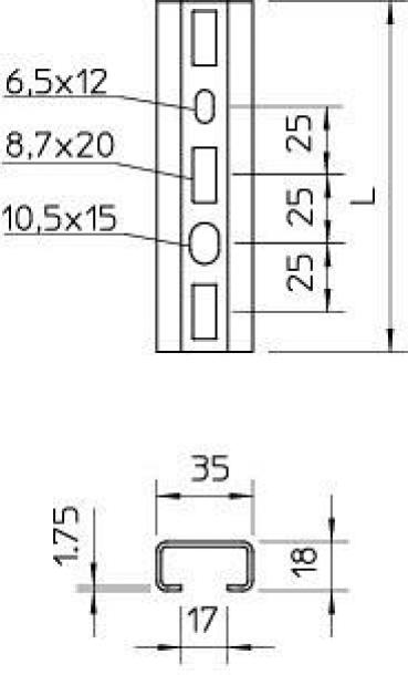 OBO Bettermann CMS3518P2000FS Profilschiene, 2 Meter (1104454)