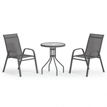 3-tlg. Garten-Bistro-Set Grau