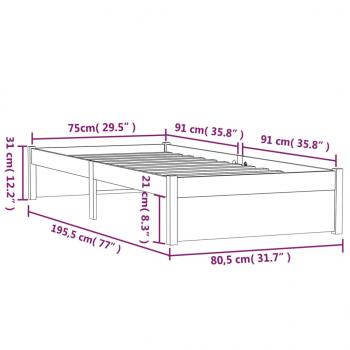 Massivholzbett Honigbraun 75x190 cm