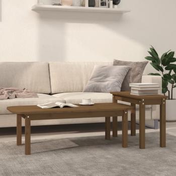 ARDEBO.de - 2-tlg. Couchtisch-Set Honigbraun Massivholz Kiefer