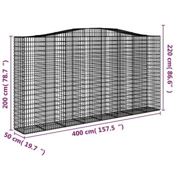 Gabione mit Hochbogen 400x50x200/220 cm Verzinktes Eisen