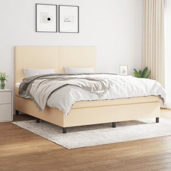 ARDEBO.de - Boxspringbett mit Matratze Creme 160x200 cm Stoff