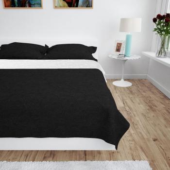 ARDEBO.de - Zweiseitige Tagesdecke Gesteppt 220 x 240 cm Schwarz und Weiß