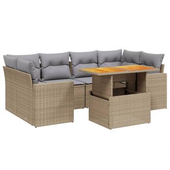 ARDEBO.de - 7-tlg. Garten-Sofagarnitur mit Kissen Beige Poly Rattan