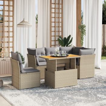 ARDEBO.de - 5-tlg. Garten-Sofagarnitur mit Kissen Beige Poly Rattan