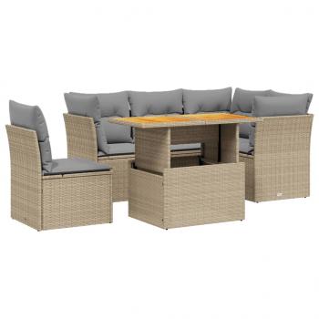 5-tlg. Garten-Sofagarnitur mit Kissen Beige Poly Rattan