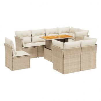 ARDEBO.de - 9-tlg. Garten-Sofagarnitur mit Kissen Beige Poly Rattan